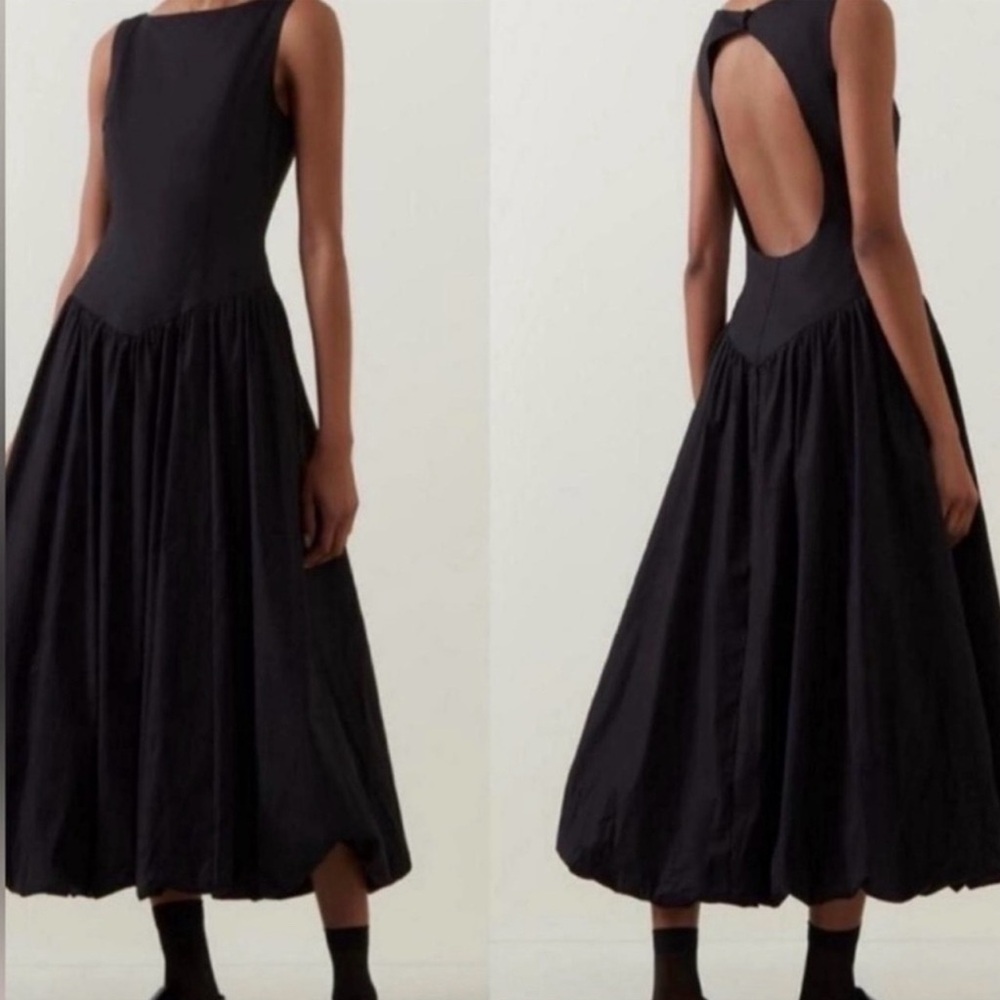 Camila Coelho Black Sleeveless Open-Back Midi Dress